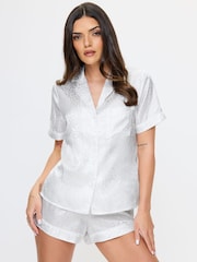 Ann Summers White Signature Satin Revere Pyjamas Set - Image 1 of 5