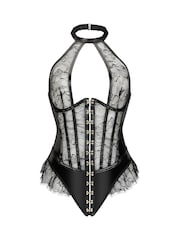 Ann Summers Black Kiss Me More Halterneck Lace Crotchless Teddy Body - Image 5 of 5