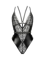 Ann Summers Black Obsession Luxe PU And Lace Crotchless Body - Image 5 of 5