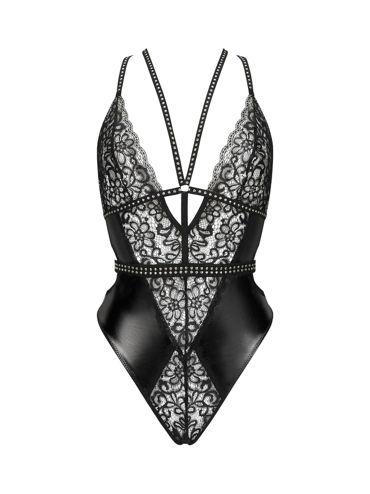 Ann Summers Black Obsession Luxe PU And Lace Crotchless Body - Image 5 of 5