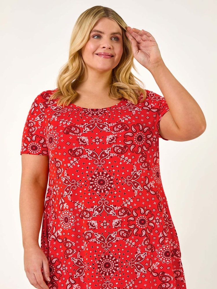 Roman Orange Curve Paisley Print Bar Back T-Shirt - Image 1 of 5