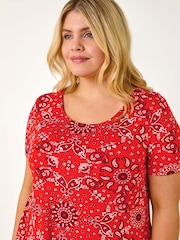 Roman Orange Curve Paisley Print Bar Back T-Shirt - Image 4 of 5