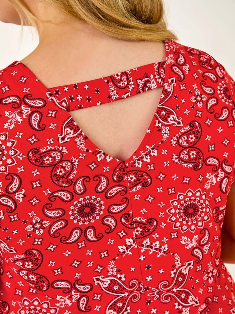 Roman Orange Curve Paisley Print Bar Back T-Shirt - Image 5 of 5