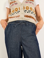 Denim Dark Blue Ashby Straight Leg Drawstring Jeans - Image 3 of 6