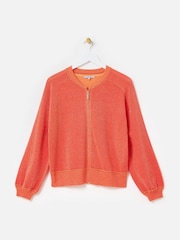 Oliver Bonas Orange Sparkle Zip-Up Knitted Bomber Jacket - Image 3 of 7