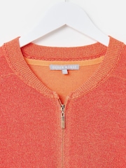 Oliver Bonas Orange Sparkle Zip-Up Knitted Bomber Jacket - Image 5 of 7