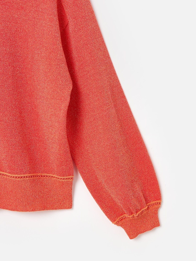 Oliver Bonas Orange Sparkle Zip-Up Knitted Bomber Jacket - Image 7 of 7