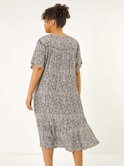 Roman Black Curve Tassel Trim Printed Dress - Image 3 of 5