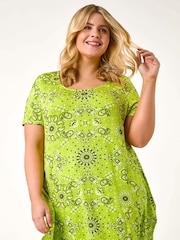 Roman Green Curve Paisley Print Bar Back T-Shirt - Image 1 of 5