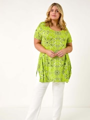 Roman Green Curve Paisley Print Bar Back T-Shirt - Image 2 of 5