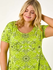 Roman Green Curve Paisley Print Bar Back T-Shirt - Image 4 of 5
