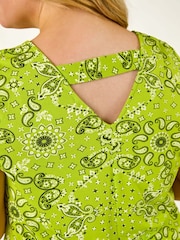 Roman Green Curve Paisley Print Bar Back T-Shirt - Image 5 of 5