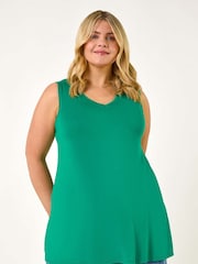 Roman Green Curve Swing V-Neck Vest Top - Image 1 of 5