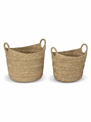 Garden Trading Set of 2 Natural Bilberry Woven Boat Basket - Image 3 of 3