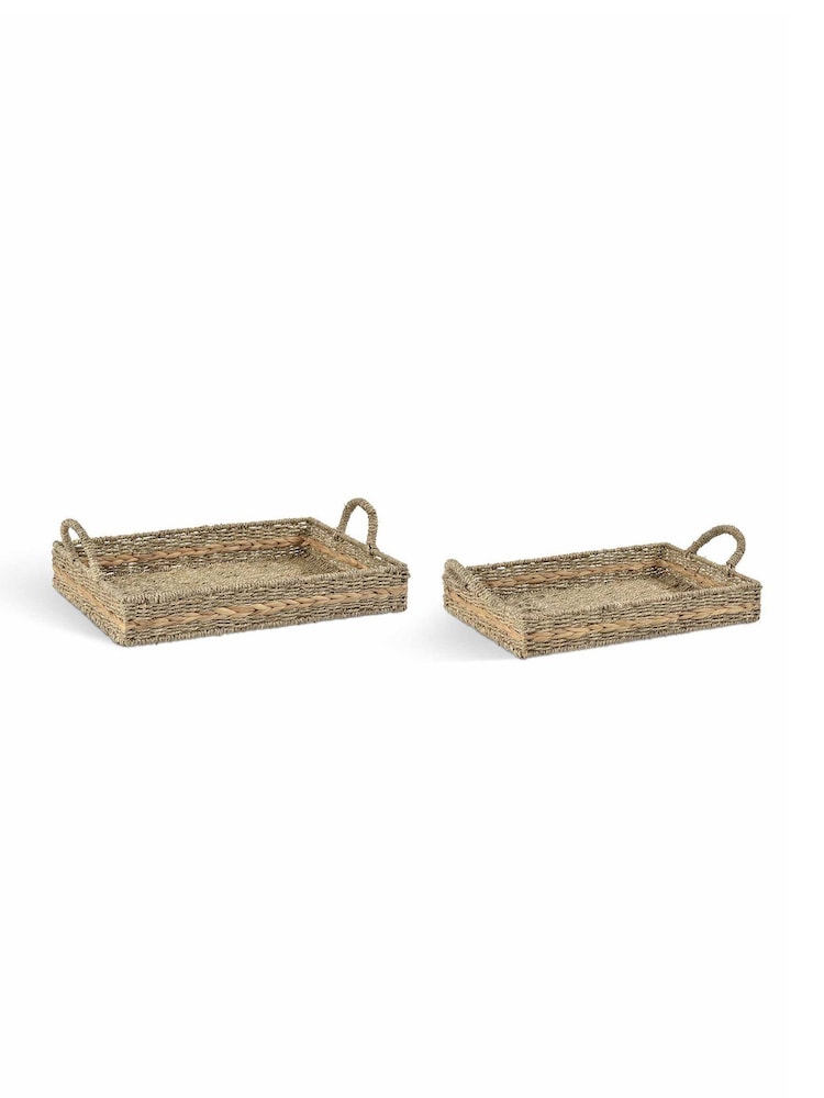 Garden Trading Set of 2 Natural Bayford Woven Tray - Image 2 of 2 Garden Trading Set of 2 Natural Bayford Woven Tray - Image 2 of 2