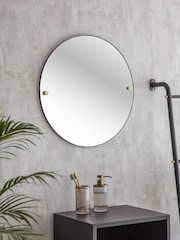 Garden Trading Black Adelphi Round Wall Mirror - Image 1 of 4