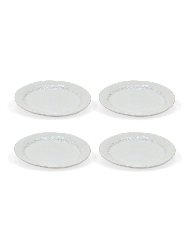 Garden Trading Set of 4 White Overton Dinner Plate Plates - Image 4 of 4