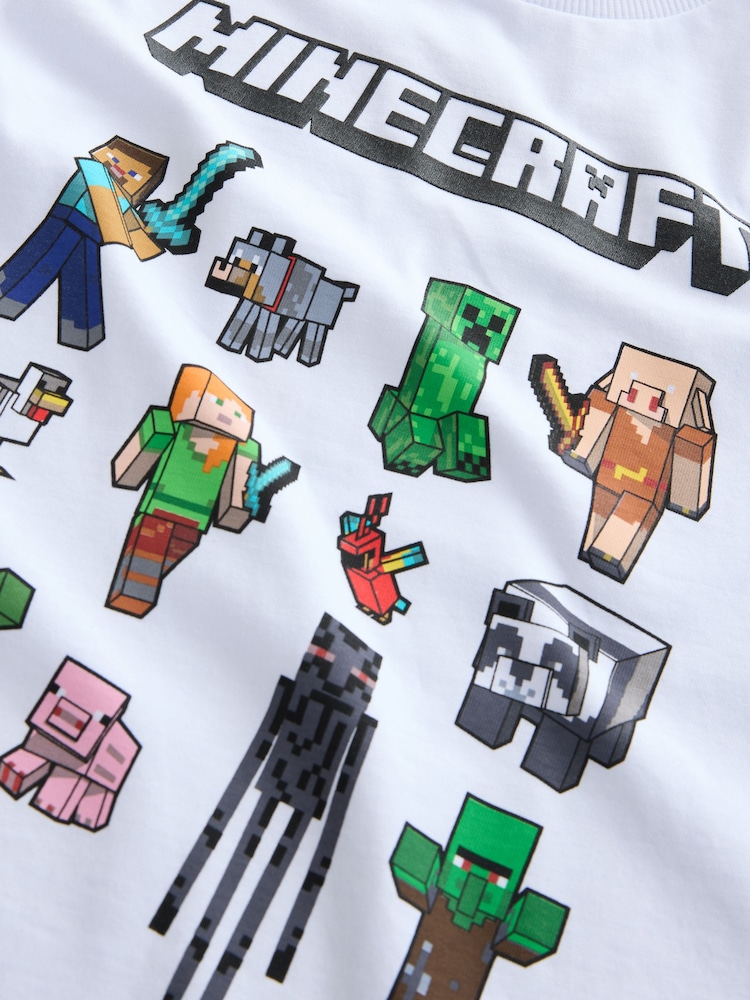 Grey/White 100% Cotton Minecraft Short Sleeve T-Shirts 2 Pack (3-16yrs) - Image 2 of 3