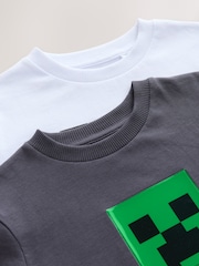 Grey/White 100% Cotton Minecraft Short Sleeve T-Shirts 2 Pack (3-16yrs) - Image 3 of 3