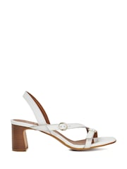 Dune London White Jia Strappy Mid Heel Sandals - Image 1 of 5
