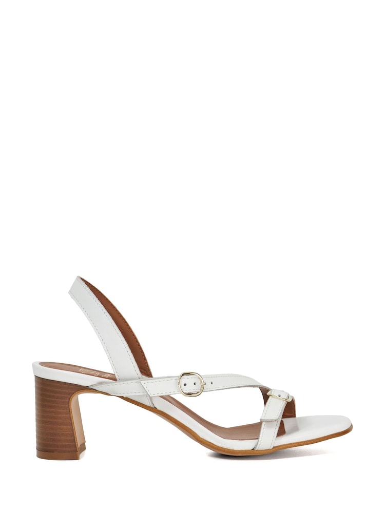 Dune London White Jia Strappy Mid Heel Sandals - Image 1 of 5