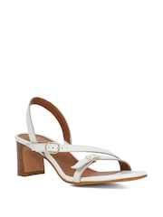 Dune London White Jia Strappy Mid Heel Sandals - Image 2 of 5