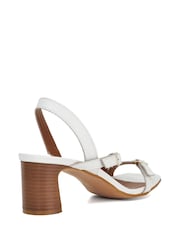 Dune London White Jia Strappy Mid Heel Sandals - Image 3 of 5