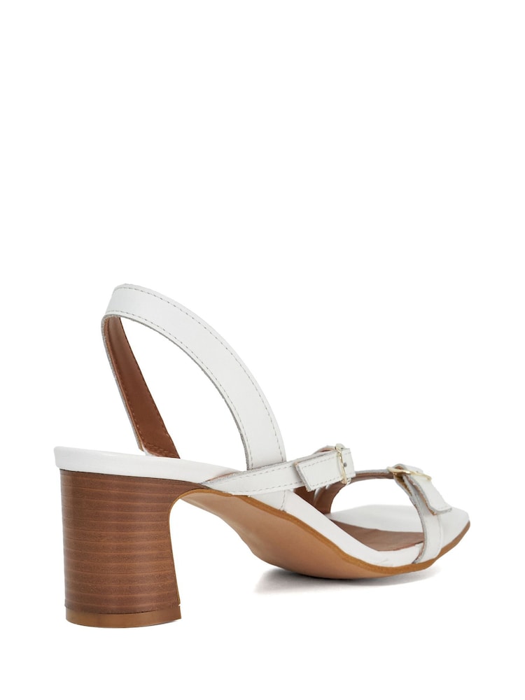 Dune London White Jia Strappy Mid Heel Sandals - Image 3 of 5
