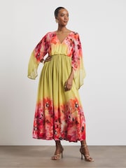 Joanna Hope Green Printed Maxi Dress With Ruffle Details - Image 1 of 4