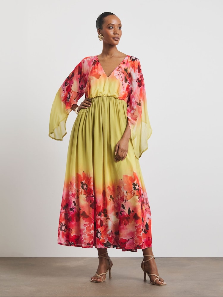 Joanna Hope Green Printed Maxi Dress With Ruffle Details - Image 1 of 4