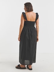 Simply Be Black Broderie Detail Midi 100% Cotton Dress - Image 2 of 4