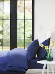 Jasper Conran London Royal Blue 300 TC Percale 100% Cotton Oxford Pillowcases Pair - Image 1 of 4