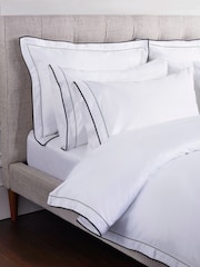 Jasper Conran London White Charcoal 800 Thread Count 100% Cotton Piped Std Pillowcase - Image 4 of 4
