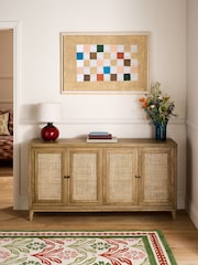 Nina Campbell Oak and Rattan Mason Large Small Sideboard - Image 1 of 9