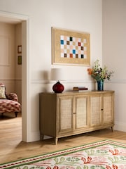 Nina Campbell Oak and Rattan Mason Large Small Sideboard - Image 2 of 9