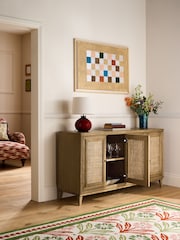Nina Campbell Oak and Rattan Mason Large Small Sideboard - Image 3 of 9
