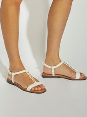 Dune London White Lollipops T-Bar Flat Sandals - Image 1 of 1