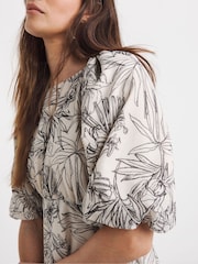 JD Williams Grey Voile Bubble Sleeve Dress - Image 4 of 4