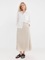 JD Williams Natural Ramie Stripe Skirt - Image 1 of 5