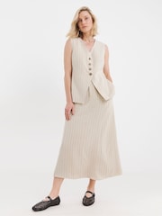JD Williams Natural Ramie Stripe Skirt - Image 2 of 5