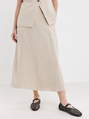 JD Williams Natural Ramie Stripe Skirt - Image 3 of 5