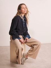 JD Williams Natural Rayon Wide Leg Trousers - Image 4 of 5