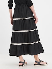 JD Williams Black 100% Cotton Ric Rac Tiered Maxi Skirt - Image 3 of 5