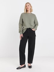 JD Williams Green Crew Neck Broderie Sleeve and Back Sweatshirt - Image 4 of 4