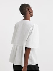 JD Williams White 100% Cotton Smock Top - Image 2 of 4