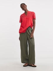 JD Williams Coral Crinkle Broderie Trim Top - Image 4 of 4