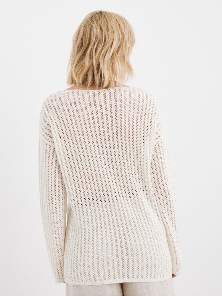 JD Williams White Crochet Longline Tunic - Image 2 of 4 JD Williams White Crochet Longline Tunic - Image 2 of 4