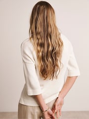 Anthology By JD Williams White Loose Stitch Boxy Short Sleeve Jumper - Image 2 of 5