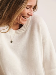 Anthology By JD Williams White Loose Stitch Boxy Short Sleeve Jumper - Image 3 of 5