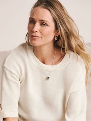 Anthology By JD Williams White Loose Stitch Boxy Short Sleeve Jumper - Image 4 of 5